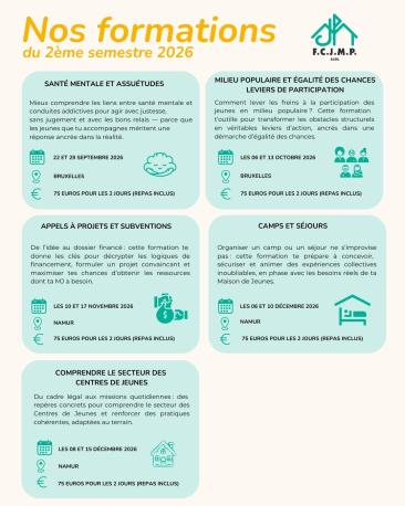 Les formations FCJMP du deuxième semestre 2026 sont ouvertes !